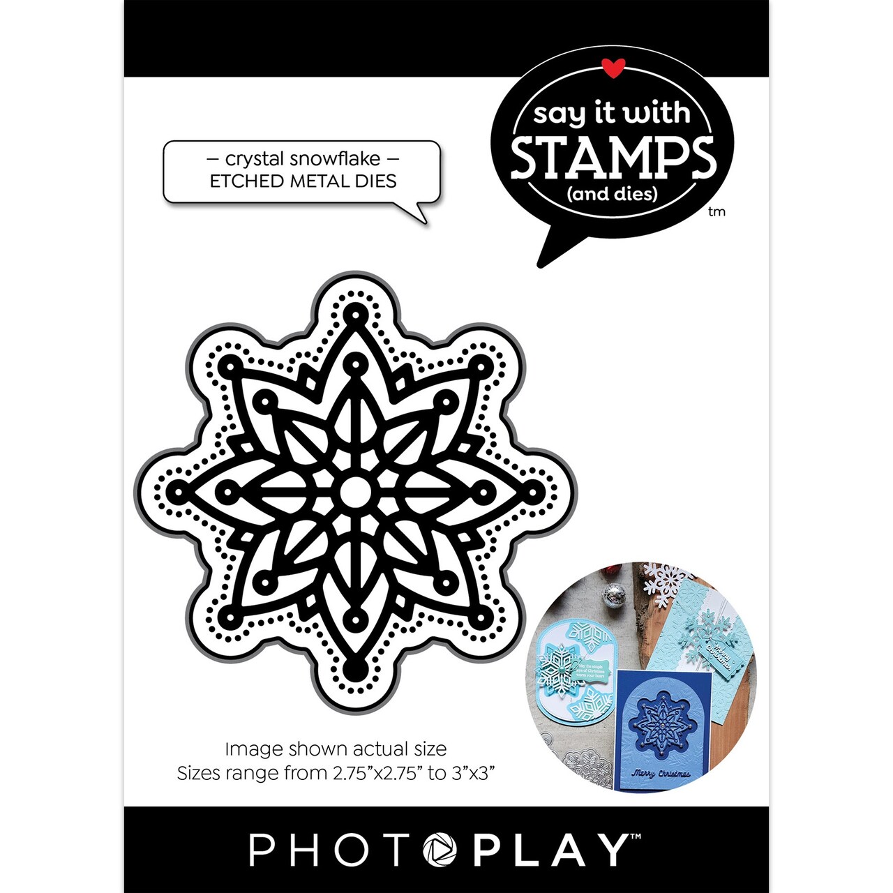 PhotoPlay Say It With Stamps Shape/Shadow Die-Crystal Snowflake